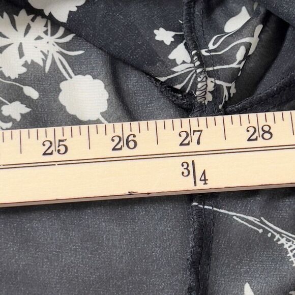 Liberty Love Floral Kimono Top Womens Sz L Sheer Black 3/4 Sleeves Boho - Picture 7 of 8